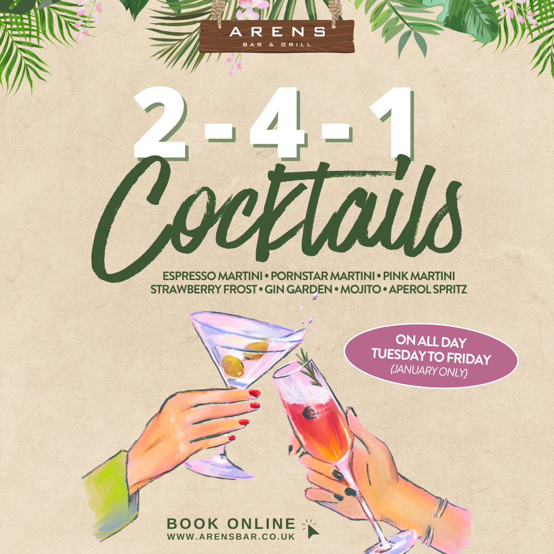 2 for 1 Cocktails at Arenss May